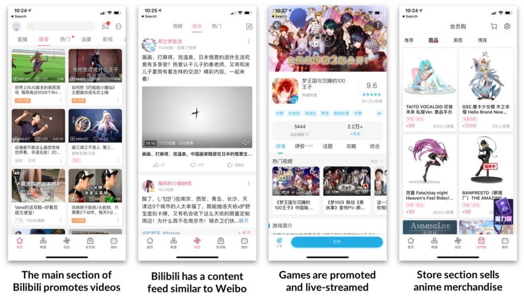 Chinese Social Media - Bilibili types of content