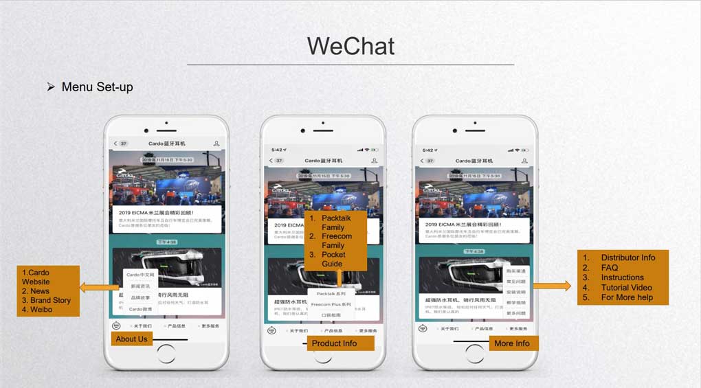 WeChat official account and menu Set by GMA